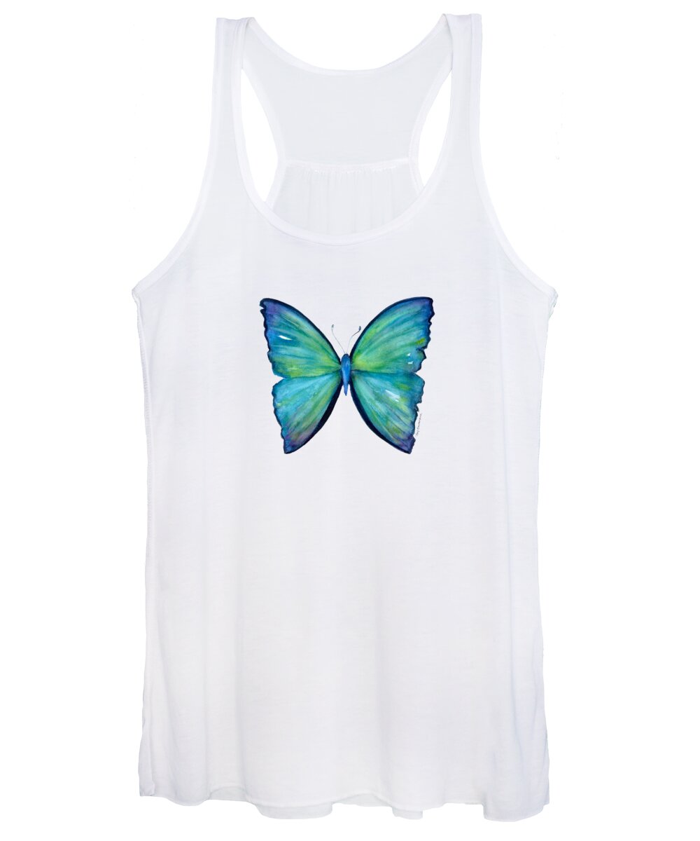 Blue Women's Tank Top featuring the painting 21 Blue Aega Butterfly by Amy Kirkpatrick