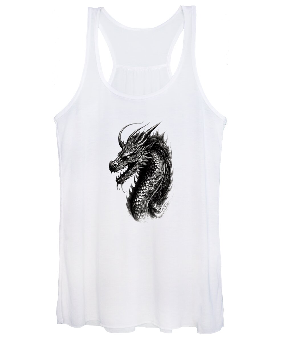 Dragon Women's Tank Top featuring the mixed media Tattoo Style Dragon #3 by World Art Collective
