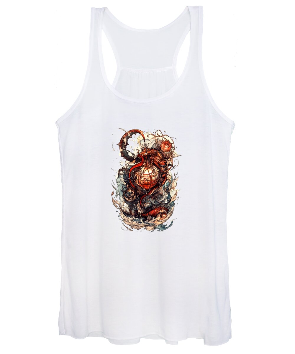 Dragon Women's Tank Top featuring the mixed media Tattoo Style Dragon #30 by World Art Collective