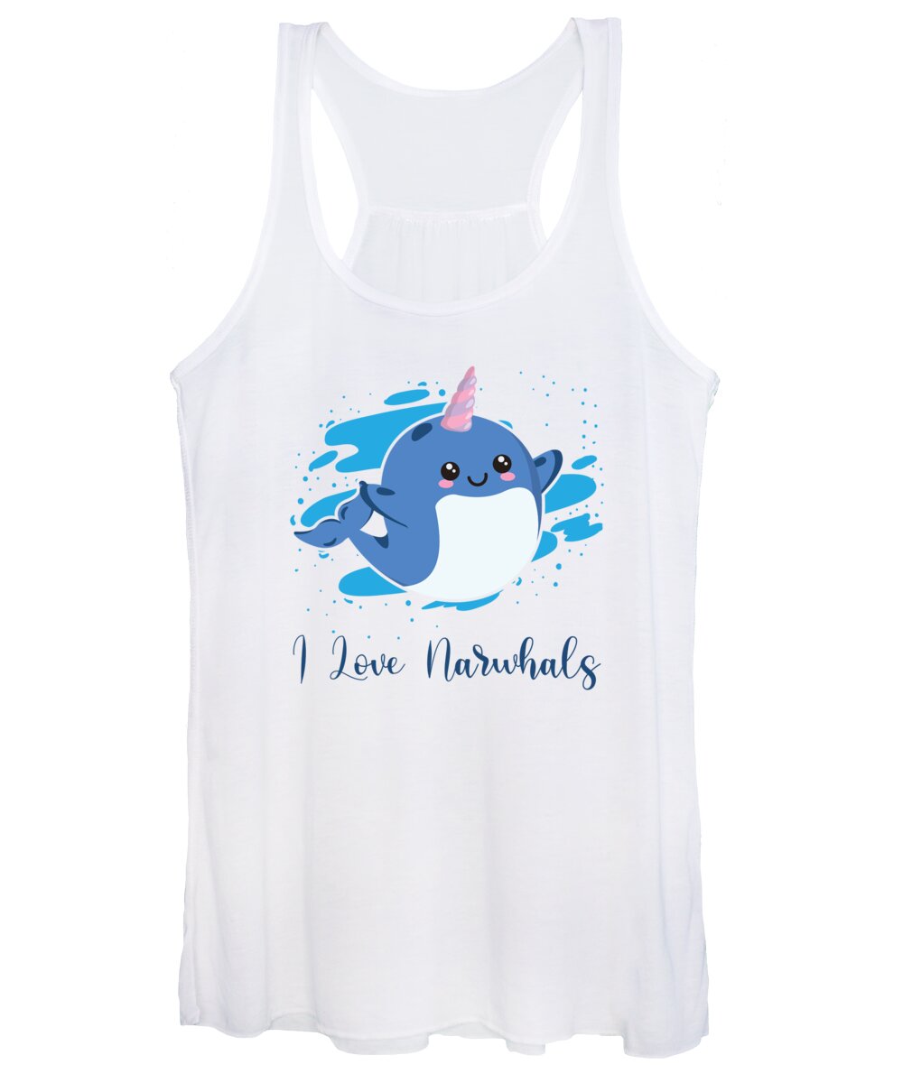 Narwhal Women's Tank Top featuring the digital art I Love Narwhals Unicorn Narwhal #4 by Toms Tee Store