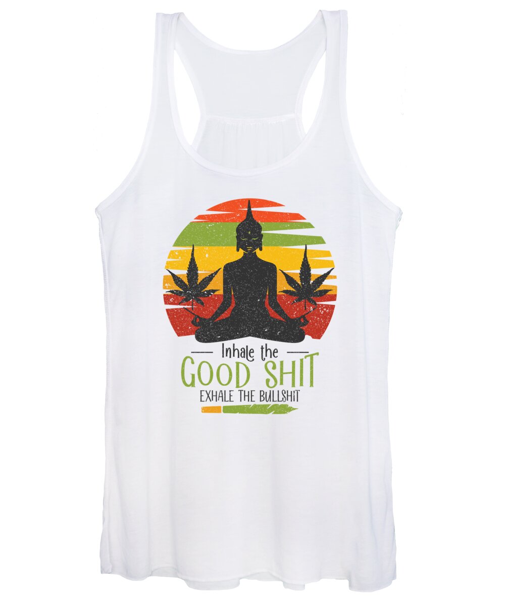 Yoga Women's Tank Top featuring the digital art Inhale The Good Shit Exhale Bullshit Yoga Namaste #4 by Toms Tee Store