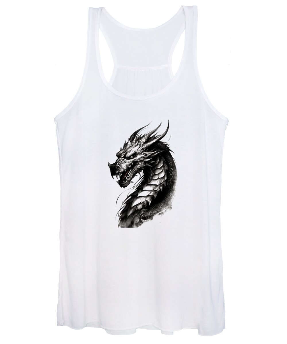 Dragon Women's Tank Top featuring the mixed media Tattoo Style Dragon #41 by World Art Collective