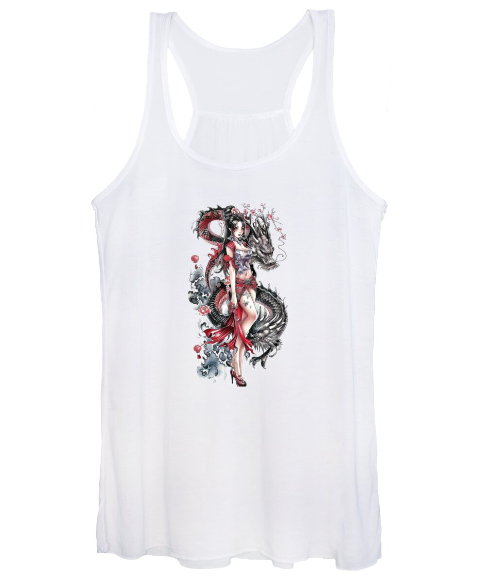 Tattoo Women's Tank Top featuring the mixed media Highly Detailed Japanese Tattoo Style Art #47 by Loose Goose Tattoos