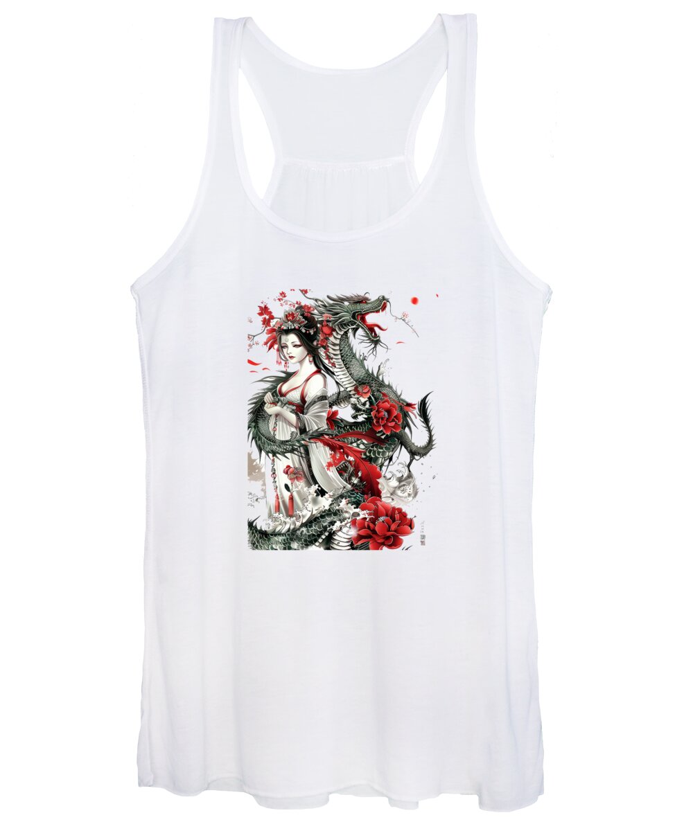 Tattoo Women's Tank Top featuring the mixed media Highly Detailed Japanese Tattoo Style Art #55 by Loose Goose Tattoos
