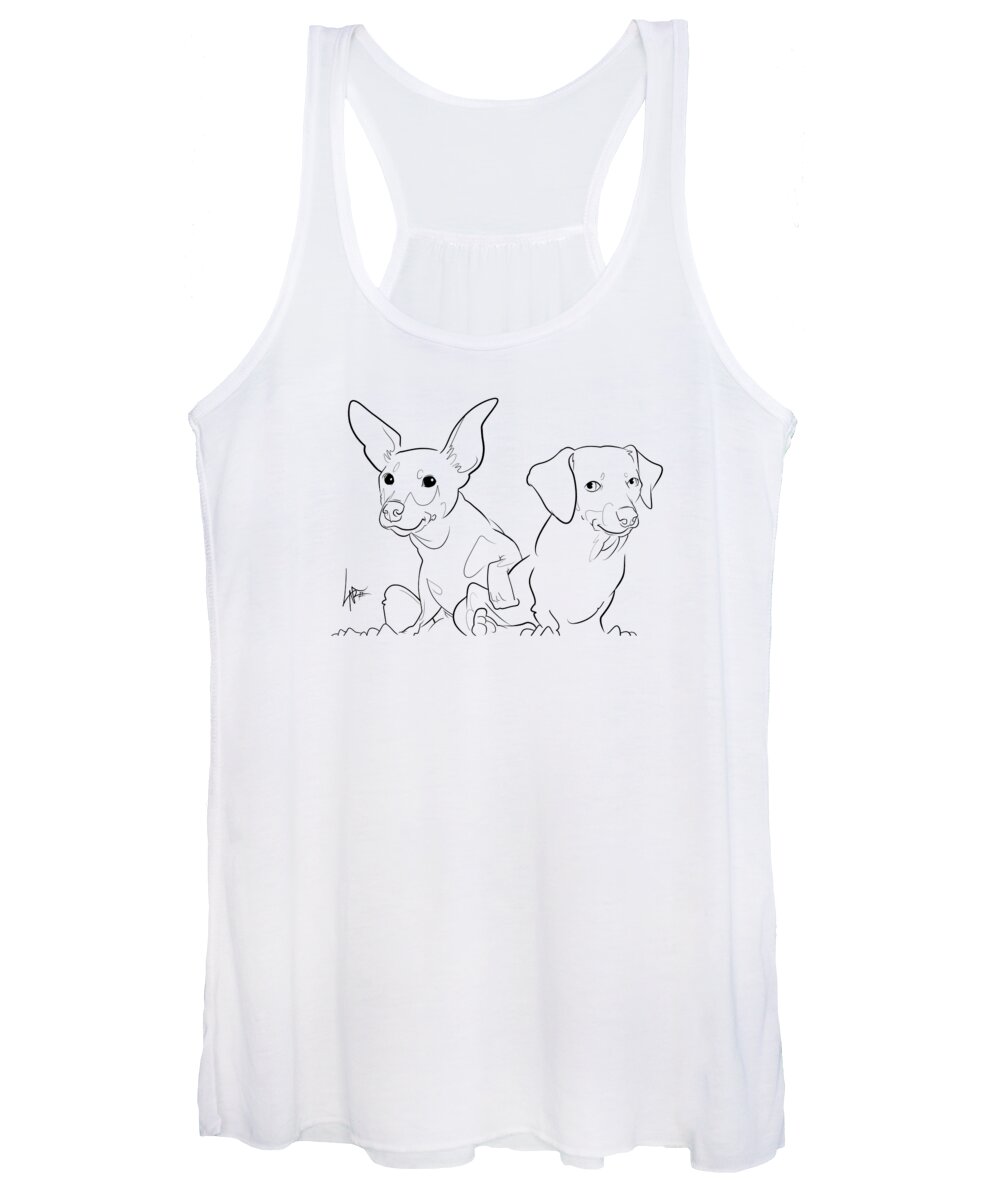 6043 Women's Tank Top featuring the drawing 6043 Callaway by Canine Caricatures By John LaFree