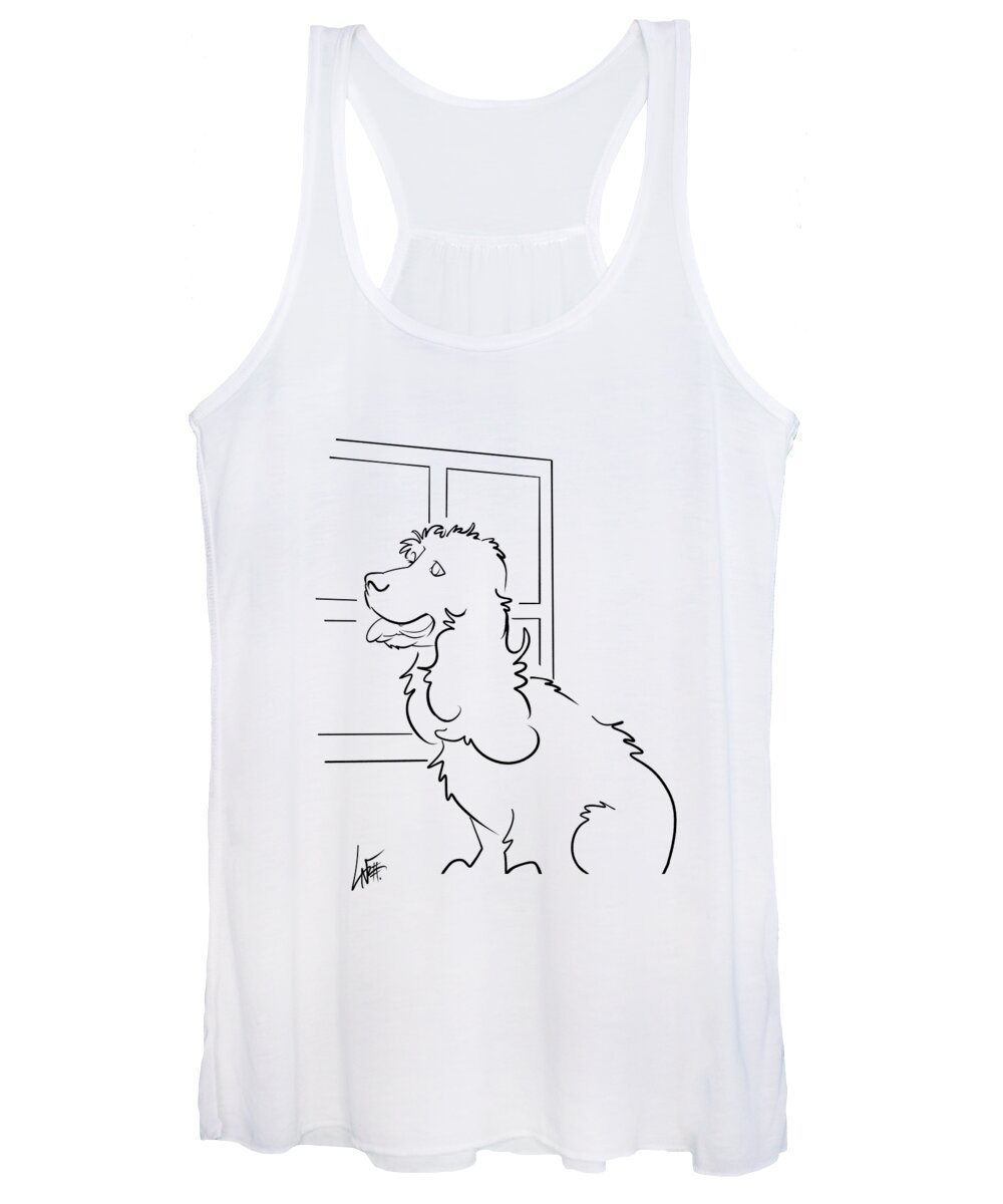 6058 Women's Tank Top featuring the drawing 6058 Mendoza by Canine Caricatures By John LaFree