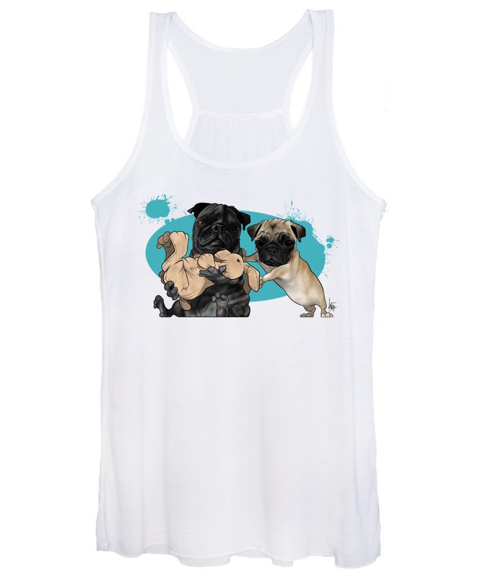 6072 Women's Tank Top featuring the drawing 6072 Di Peco by Canine Caricatures By John LaFree