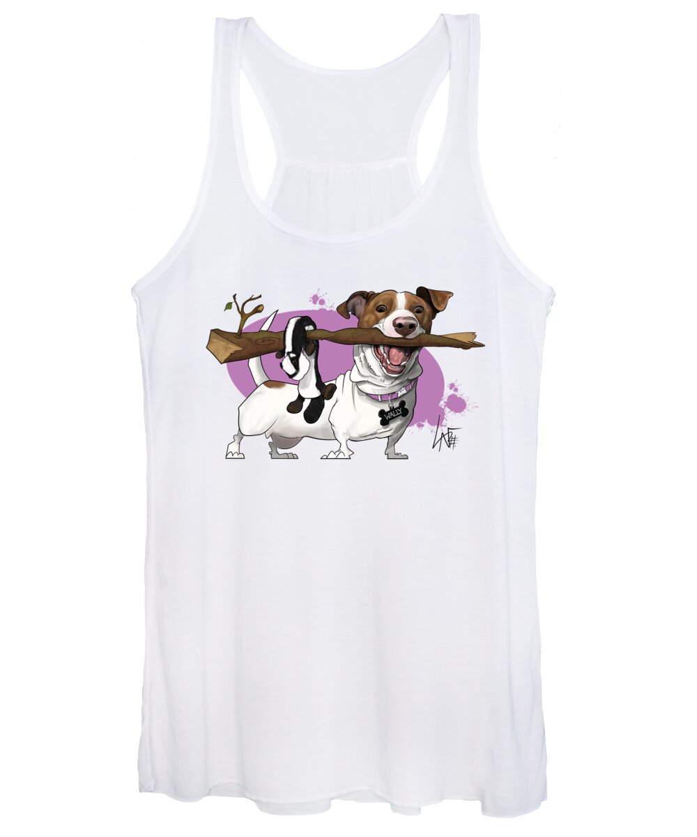 6087 Women's Tank Top featuring the drawing 6087 Bunyi by Canine Caricatures By John LaFree