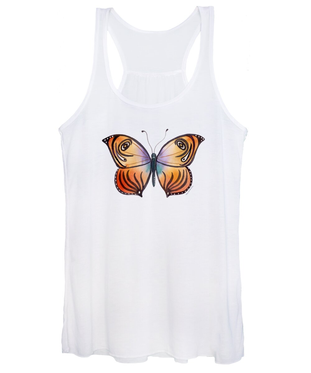 Capanea Butterfly Women's Tank Top featuring the painting 91 Orange Capanea Butterfly by Amy Kirkpatrick