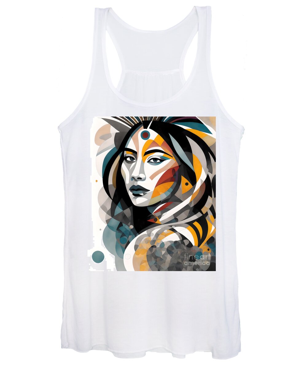 Abstract Women's Tank Top featuring the digital art Abstract Native American - 4 by Philip Preston
