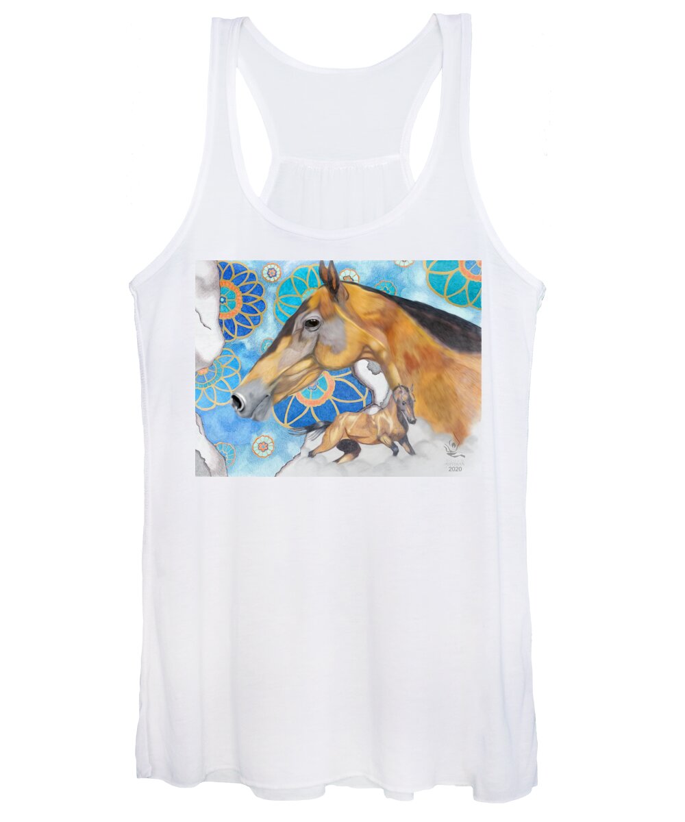 Horse Women's Tank Top featuring the drawing Akhal-Teke Horse by Equus Artisan