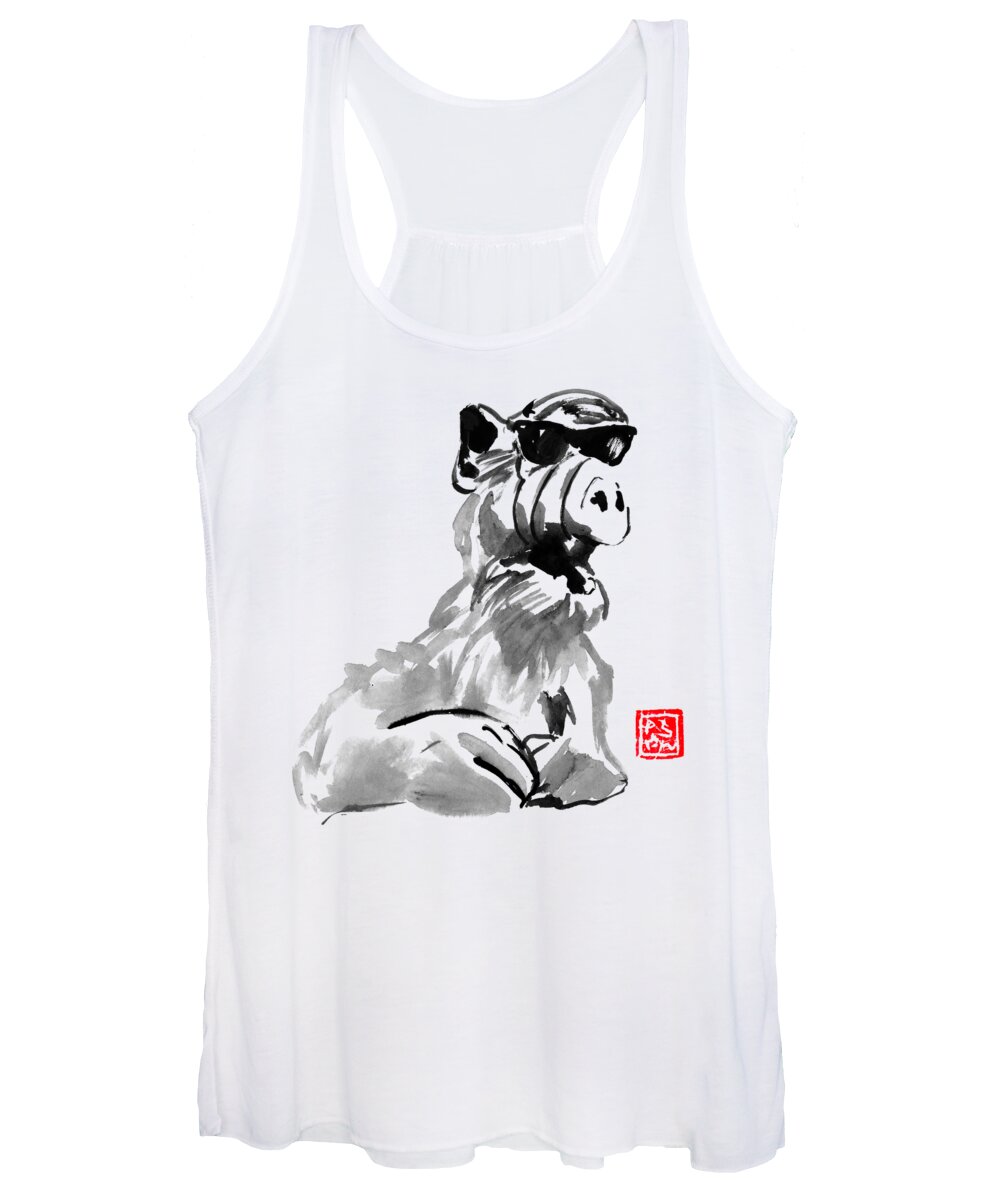 Alf Women's Tank Top featuring the painting Alf Sunglasses by Pechane Sumie