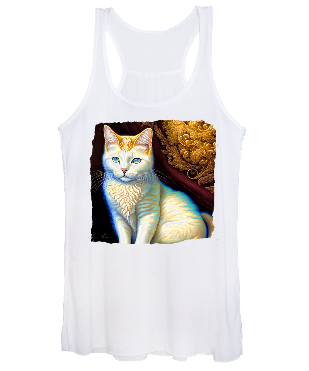 Cat Women's Tank Top featuring the digital art Almost White Cat by Elisabeth Lucas