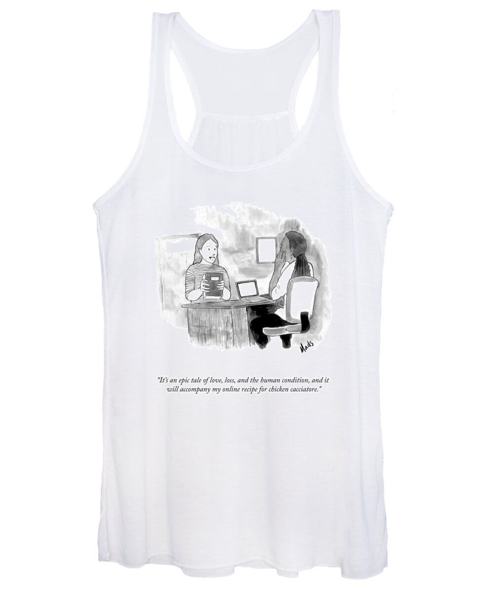 it's An Epic Tale Of Love Women's Tank Top featuring the drawing An Epic Tale by Mads Horwath