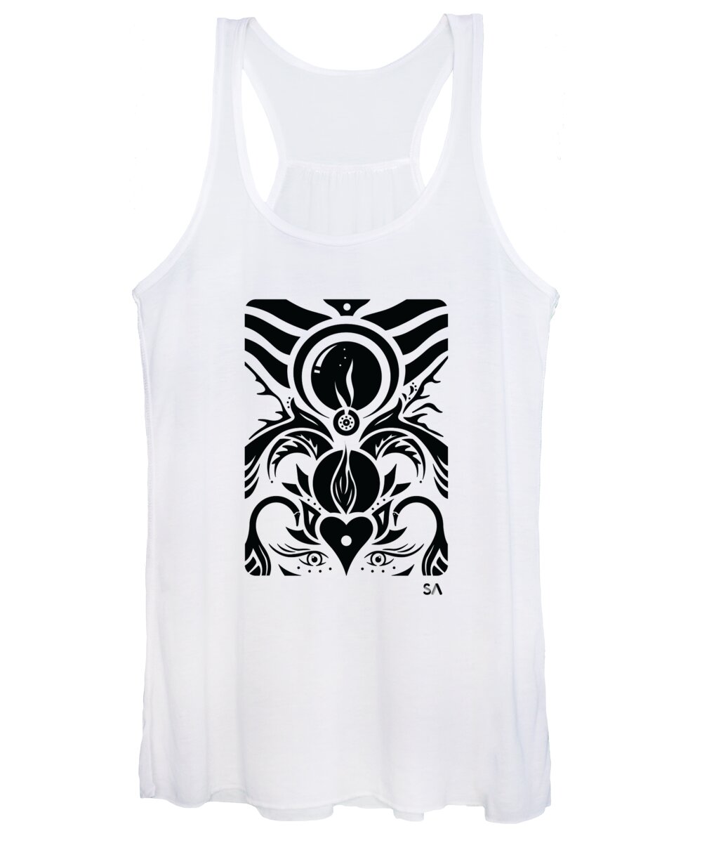 Black And White Women's Tank Top featuring the digital art Aries by Silvio Ary Cavalcante