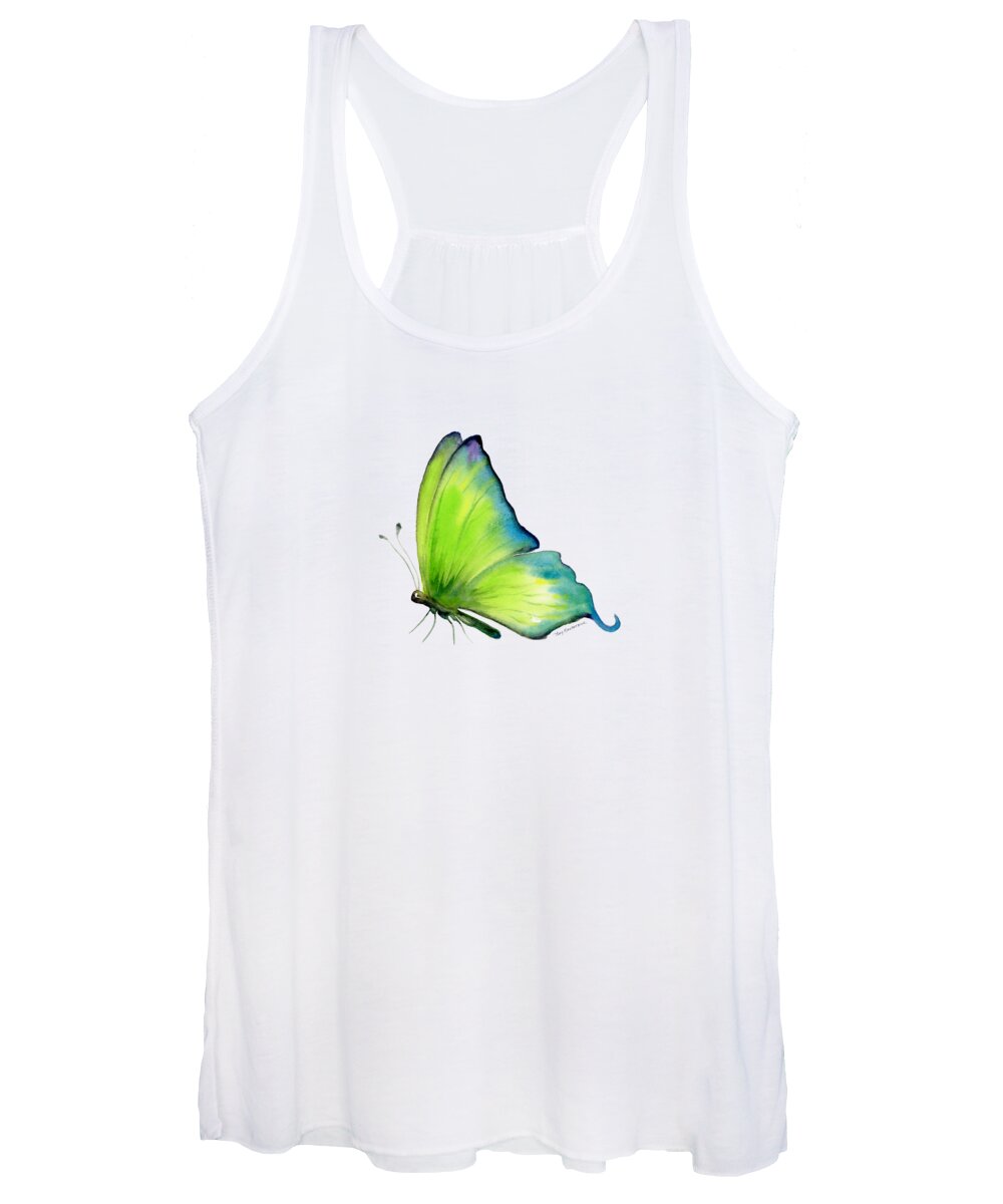 Skip Women's Tank Top featuring the painting 4 Skip Green Butterfly by Amy Kirkpatrick