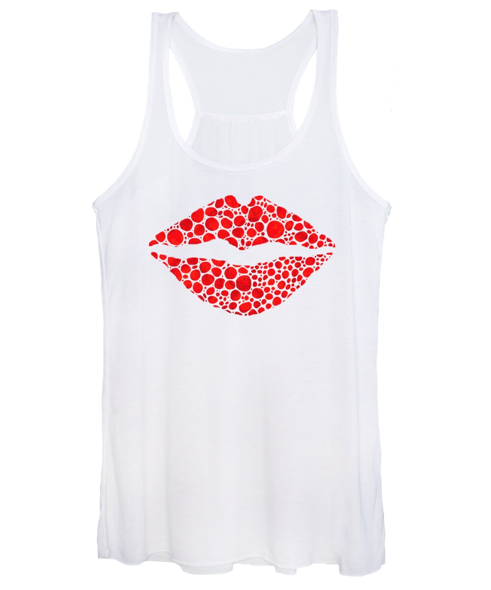 Love Women's Tank Top featuring the painting Red Lips Art - Big Kiss - Sharon Cummings by Sharon Cummings