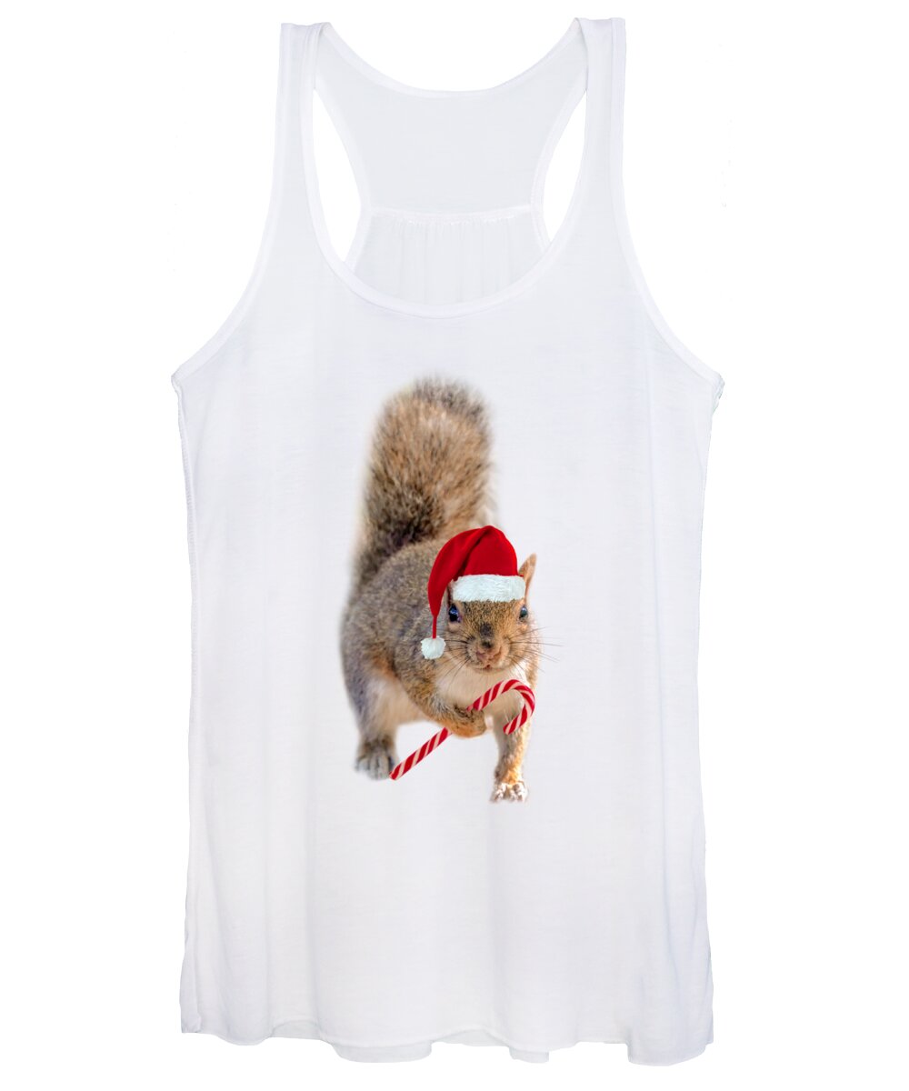 Squirrel Women's Tank Top featuring the photograph Christmas squirrel by Delphimages Photo Creations