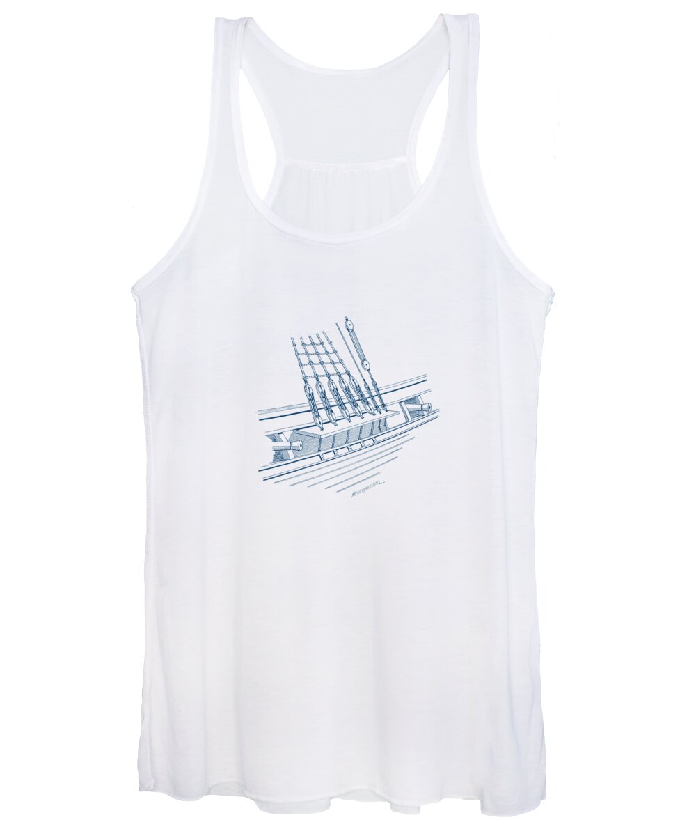 Sailing Vessels Women's Tank Top featuring the drawing Starboard gunports by Panagiotis Mastrantonis