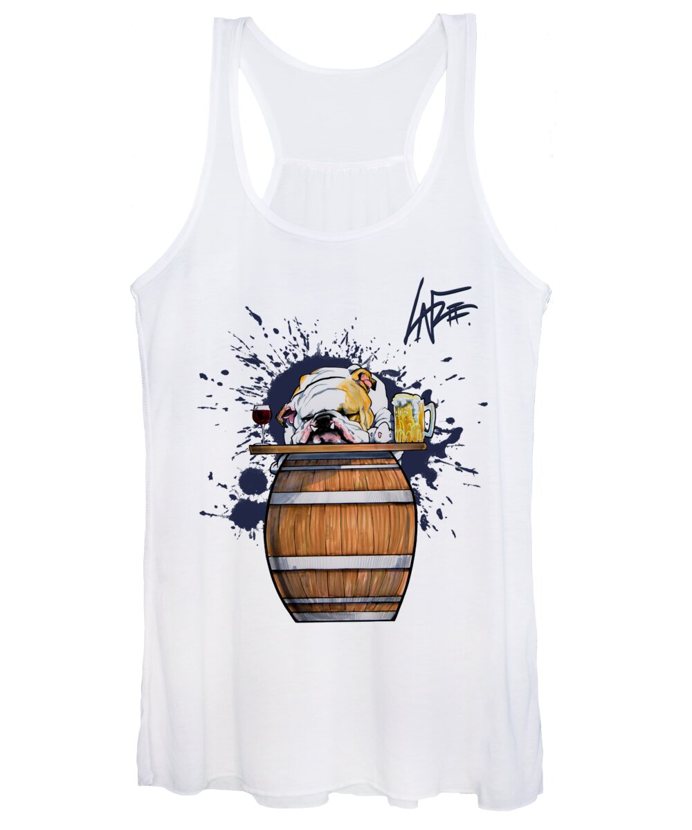 Bulldog Women's Tank Top featuring the drawing Boozy Bulldog by Canine Caricatures By John LaFree