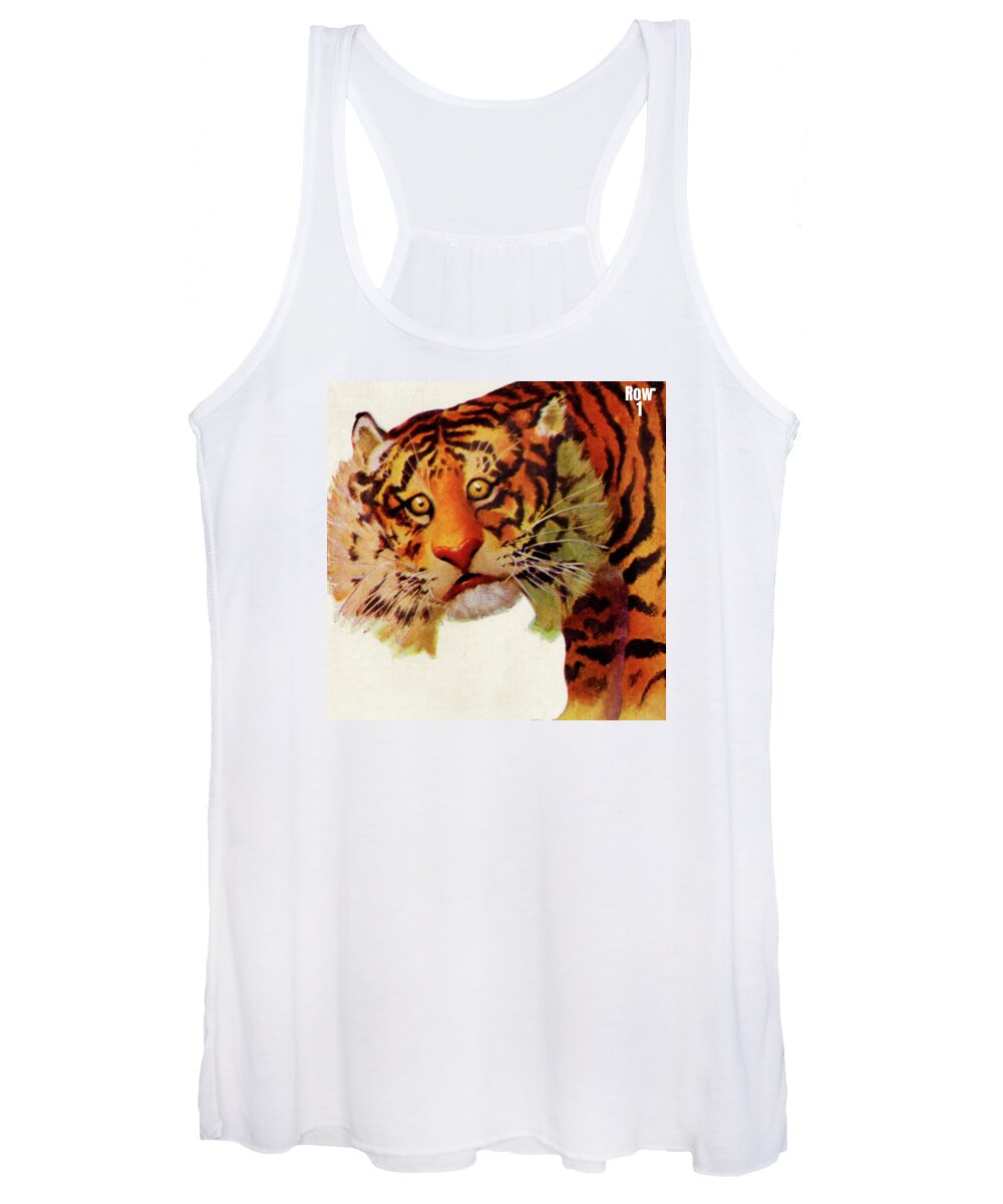 Tiger Women's Tank Top featuring the mixed media 1949 Vintage Tiger Art by Row One Brand