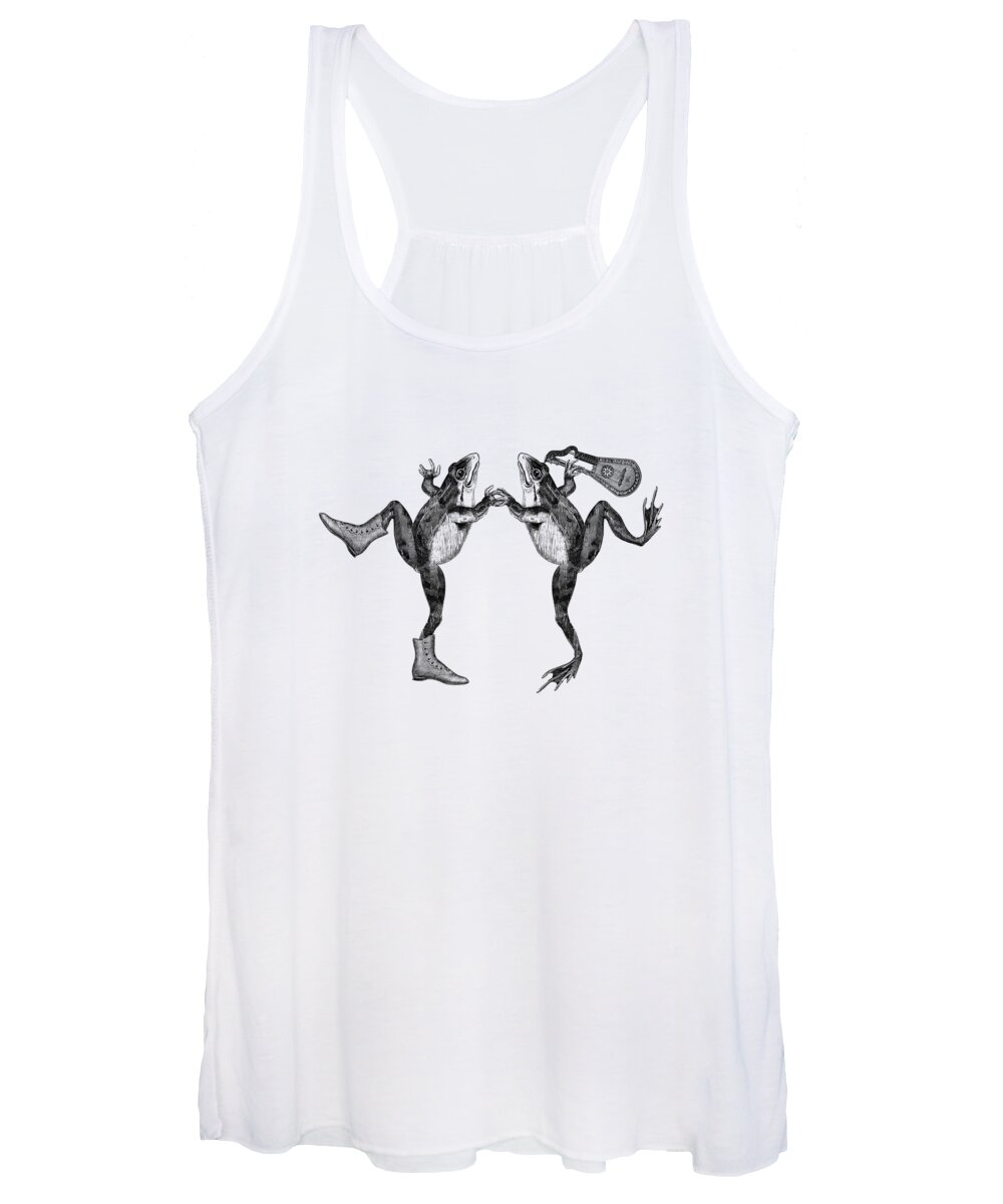 Frog Women's Tank Top featuring the digital art Frog Musicians by Madame Memento