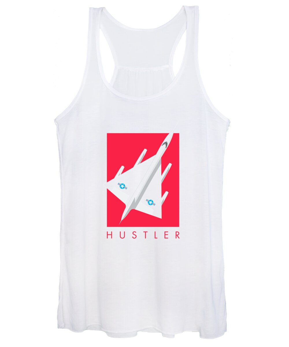Airplane Women's Tank Top featuring the digital art B-58 Hustler Supersonic Jet Bomber - Crimson by Organic Synthesis