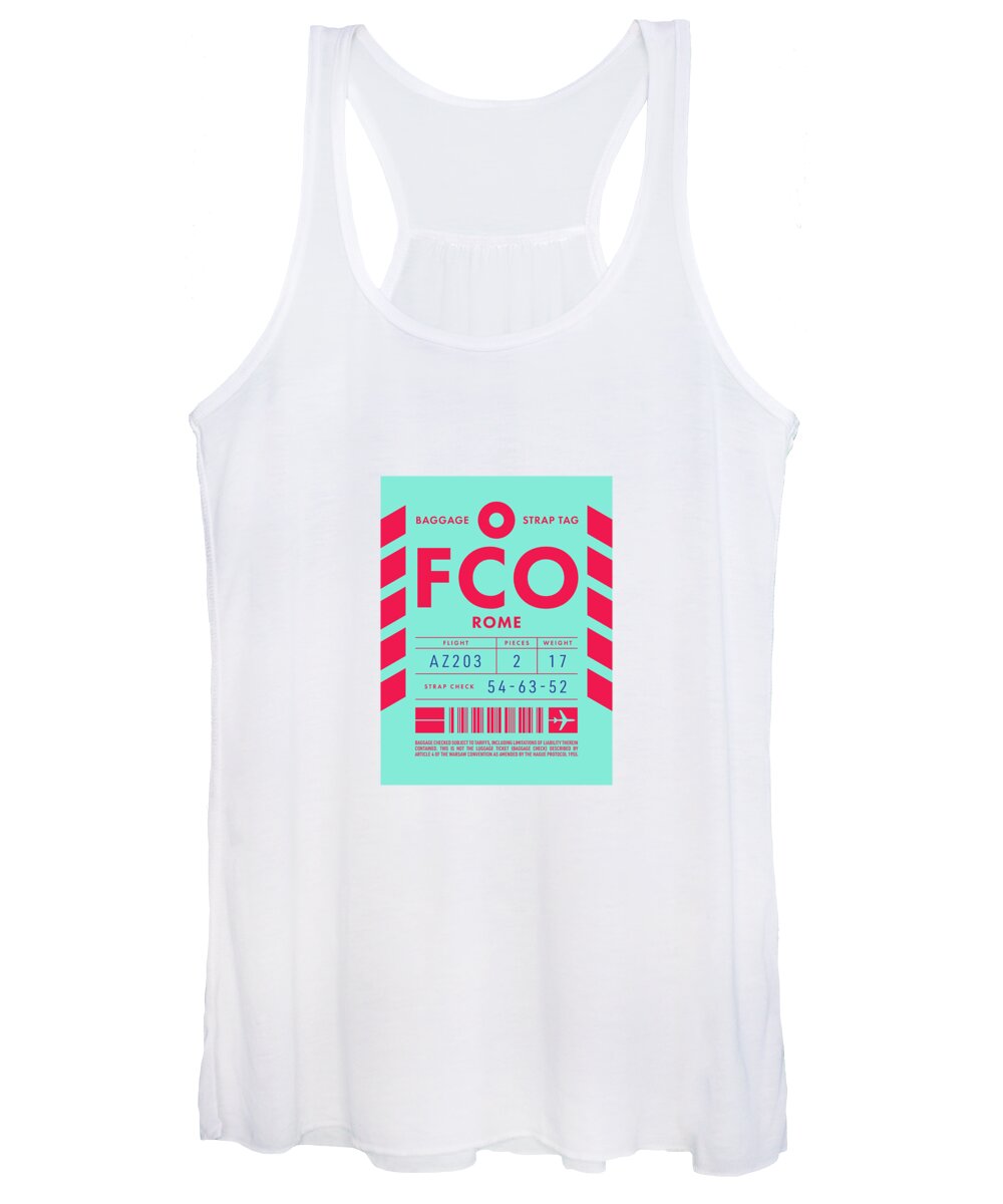 Airline Women's Tank Top featuring the digital art Baggage Tag D - FCO Rome Italy by Organic Synthesis