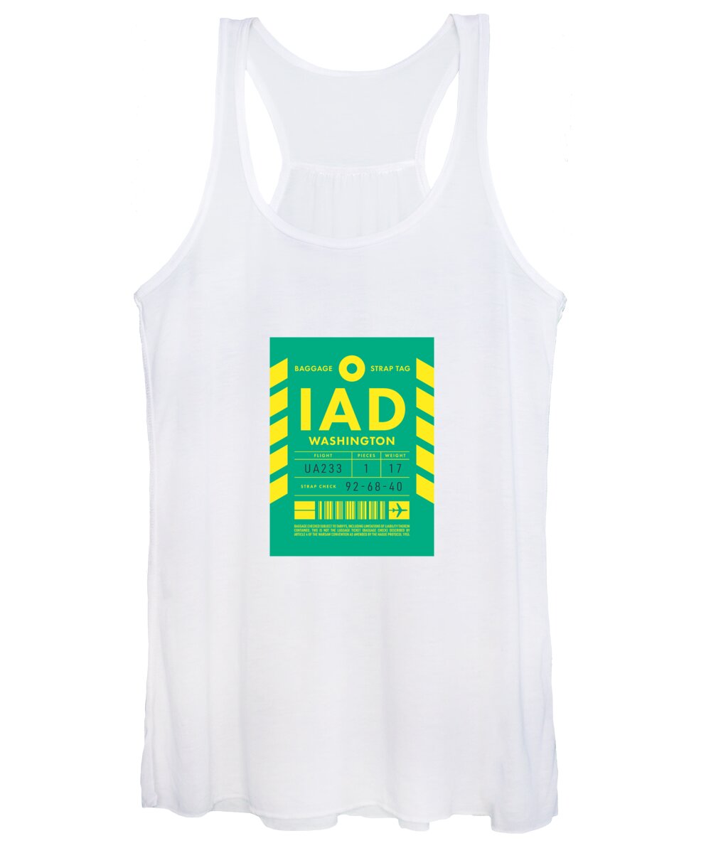 Airline Women's Tank Top featuring the digital art Baggage Tag D - IAD Washington USA by Organic Synthesis
