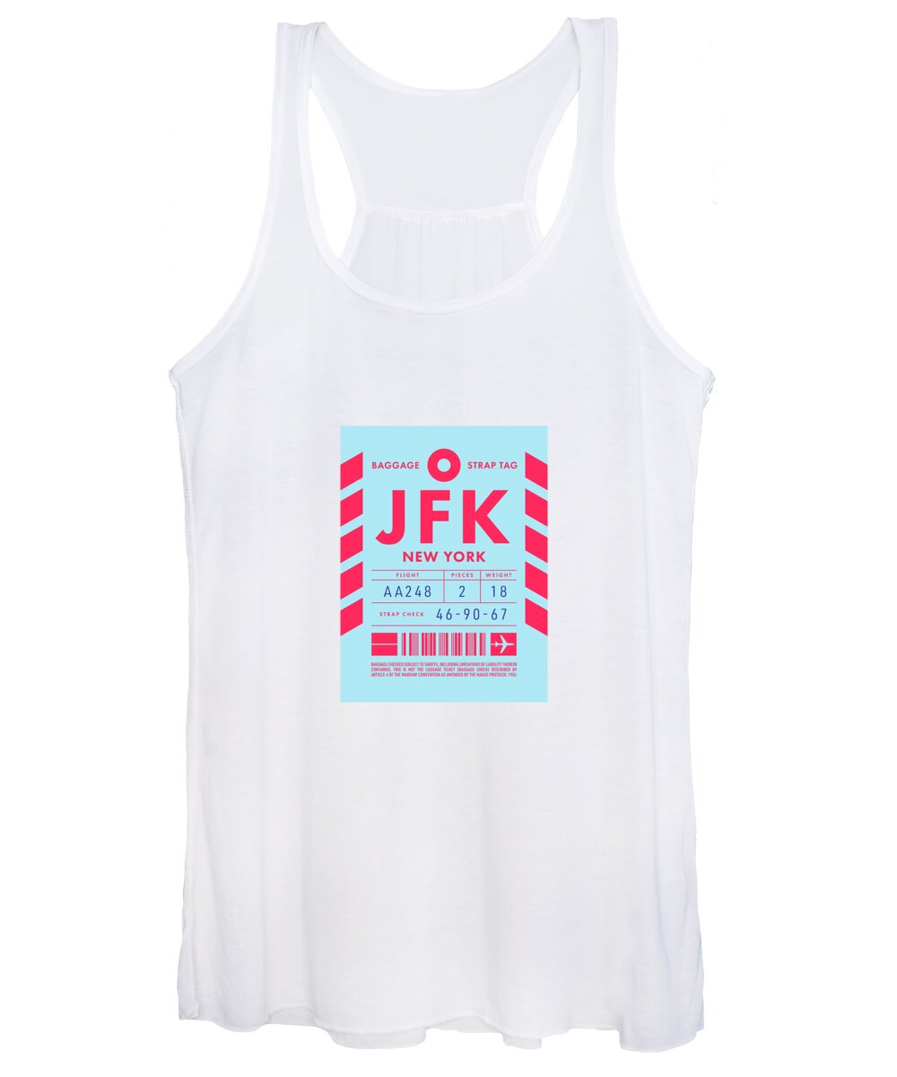 Airline Women's Tank Top featuring the digital art Baggage Tag D - JFK New York USA by Organic Synthesis