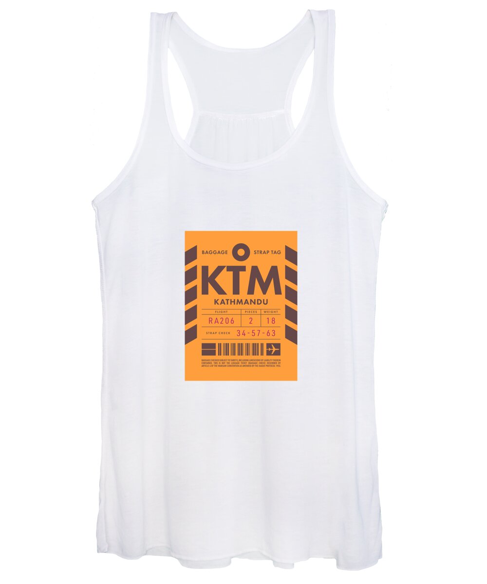 Airline Women's Tank Top featuring the digital art Baggage Tag D - KTM Kathmandu Nepal by Organic Synthesis