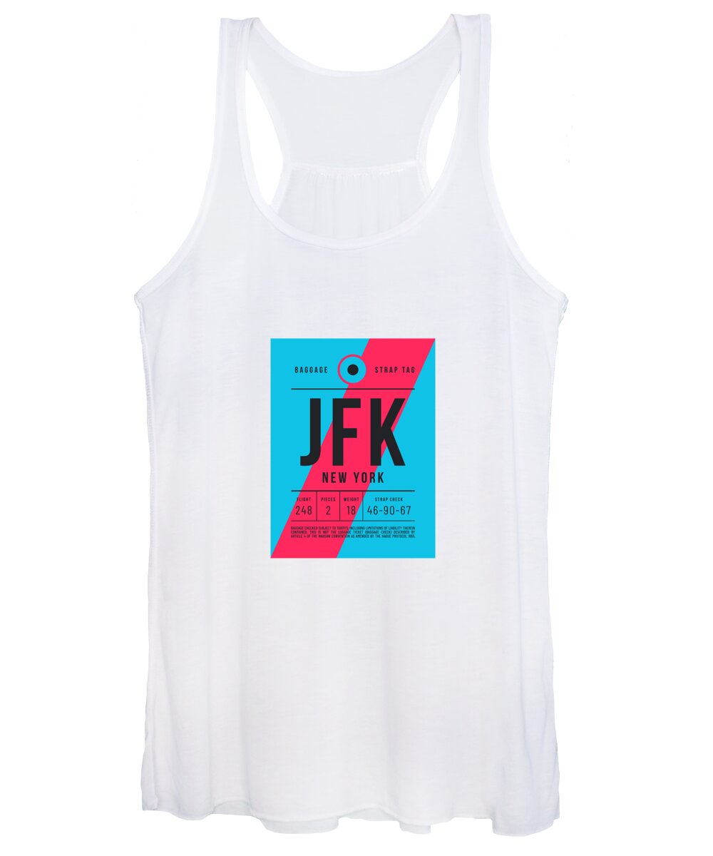 Airline Women's Tank Top featuring the digital art Baggage Tag E - JFK New York USA by Organic Synthesis