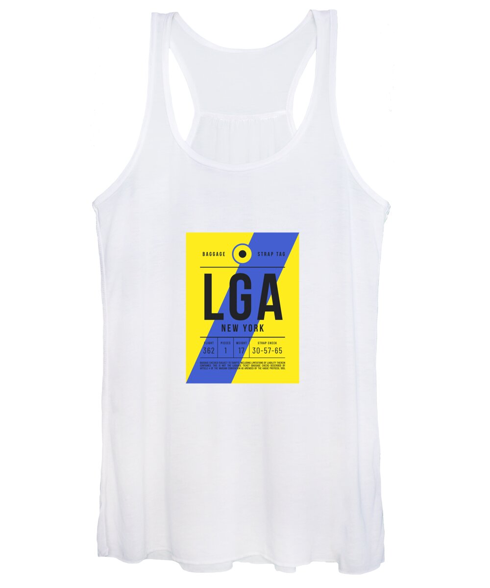 Airline Women's Tank Top featuring the digital art Baggage Tag E - LGA New York USA by Organic Synthesis