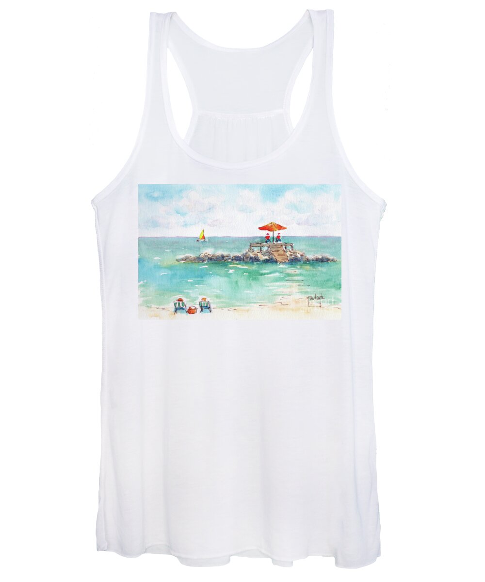 Impressionism Women's Tank Top featuring the painting Beachfront Princess Cay by Pat Katz