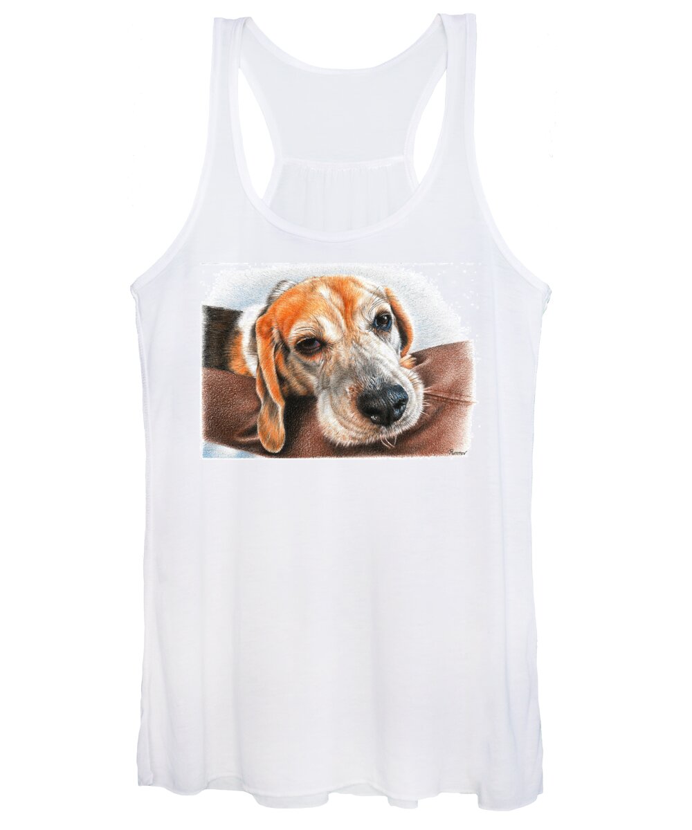 Dog Women's Tank Top featuring the drawing Beagle Love by Casey 'Remrov' Vormer
