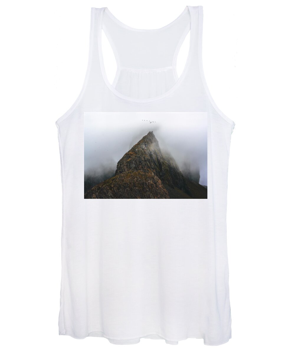 Beauty In Nature Women's Tank Top featuring the photograph Birds of Krossanesfjall by Dee Potter