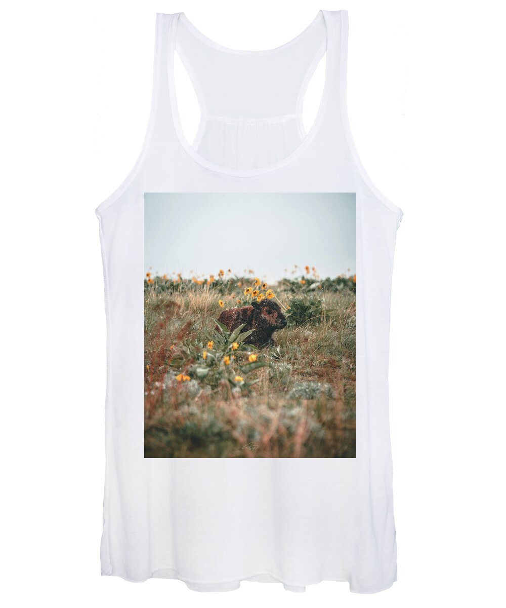  Women's Tank Top featuring the photograph Bison Calf by William Boggs