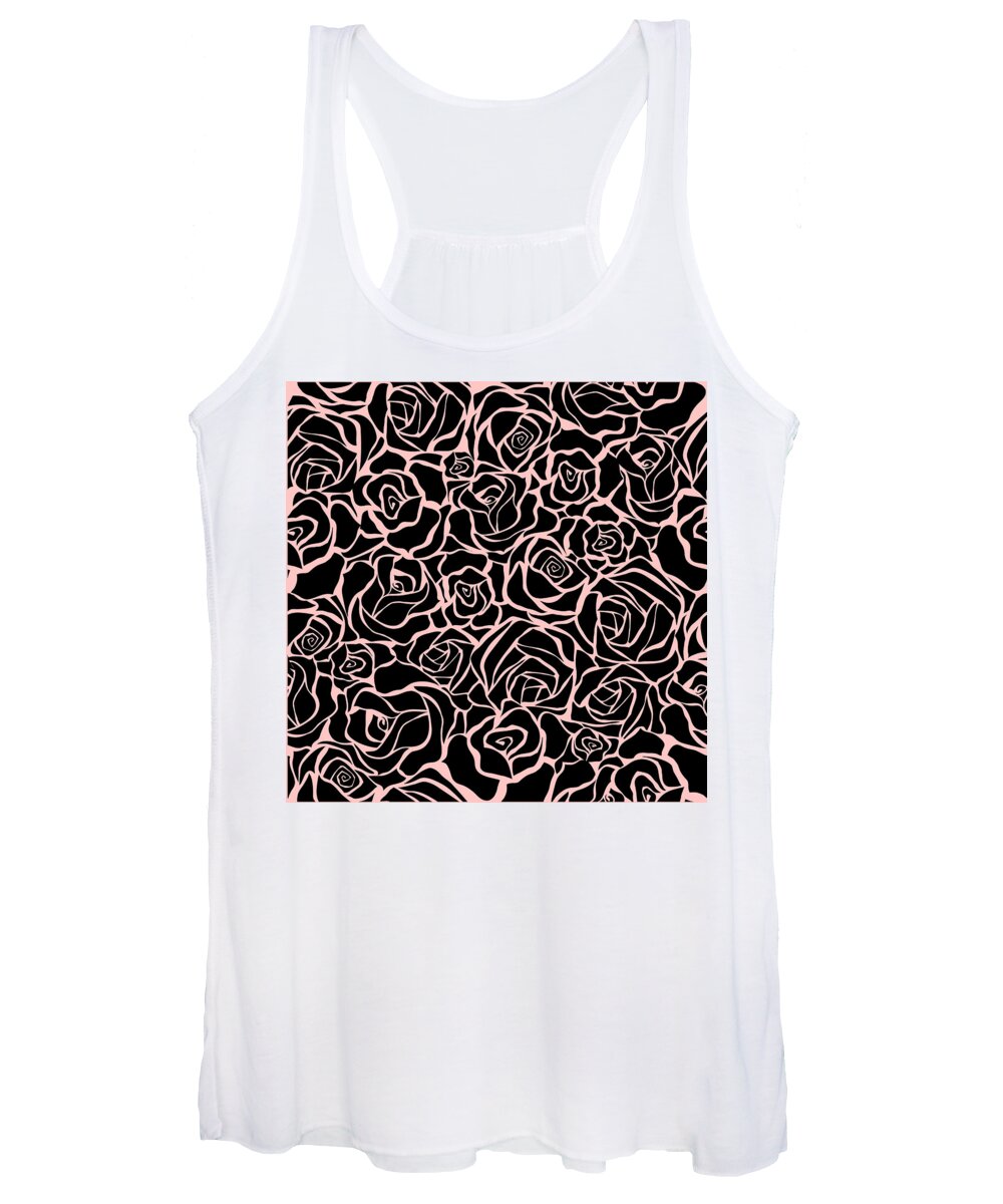 Black Women's Tank Top featuring the digital art Black Rose Abstract Art by Caterina Christakos