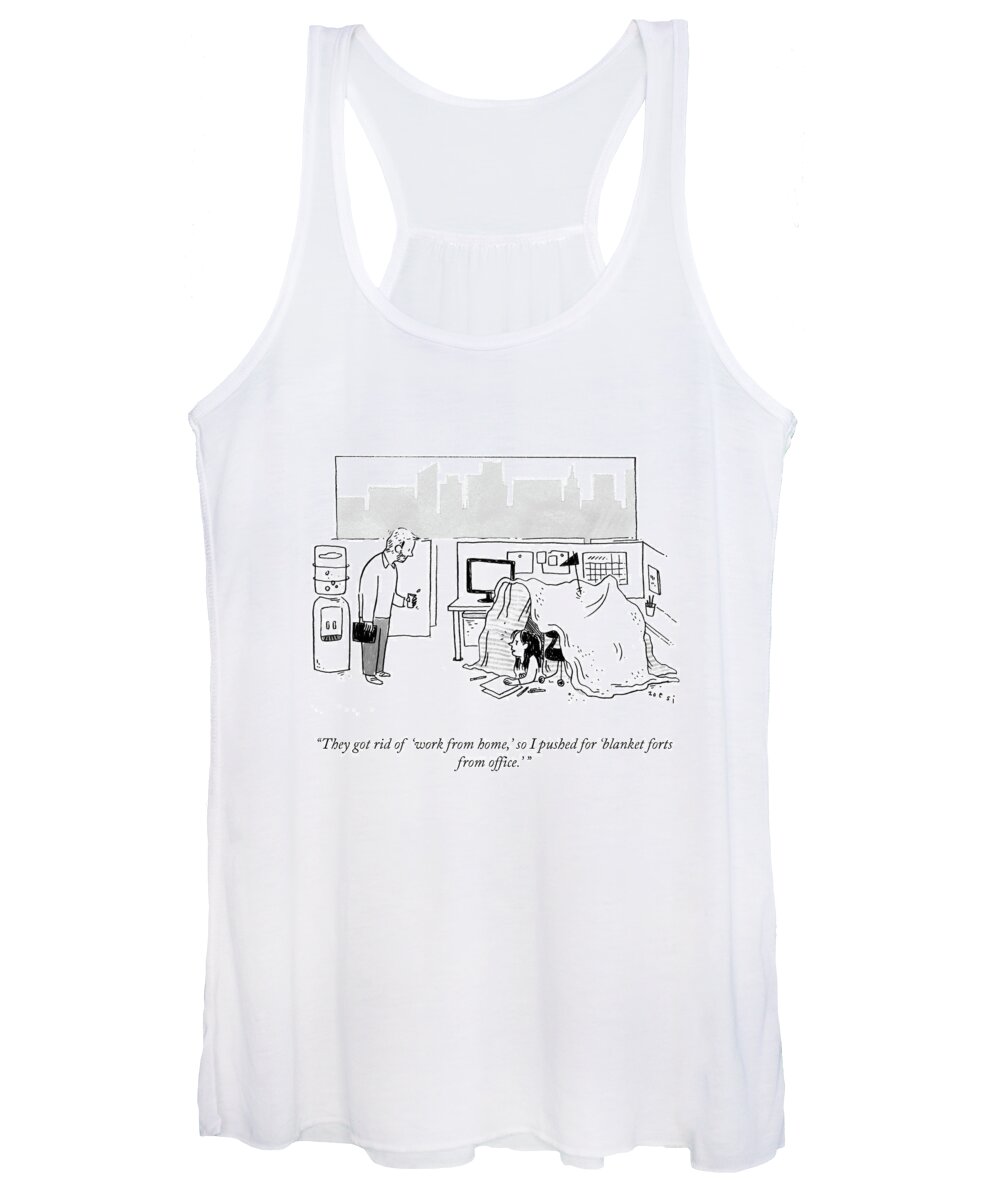 They Got Rid Of 'work From Home Women's Tank Top featuring the drawing Blanket Forts From Office by Zoe Si