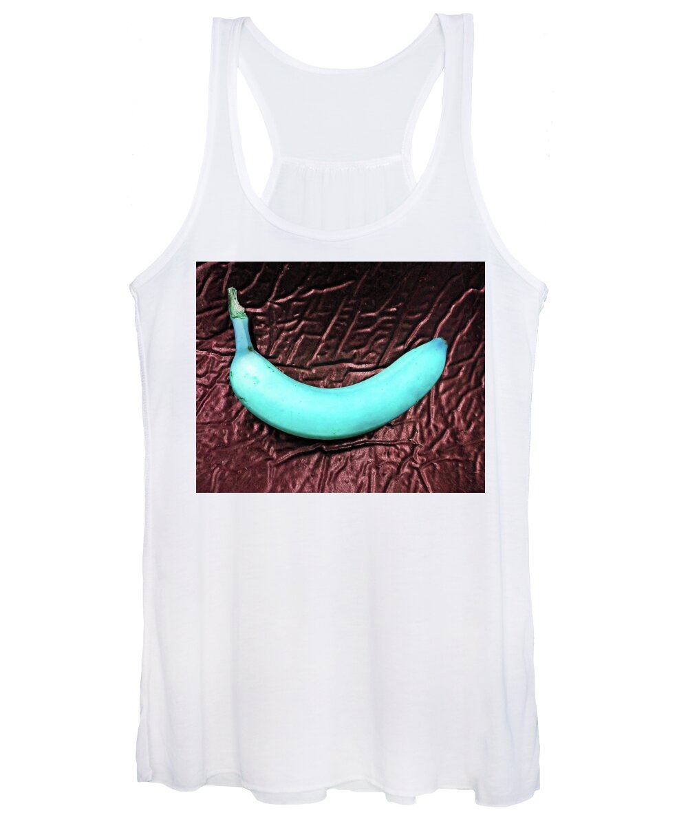 Food Women's Tank Top featuring the photograph Blue Banana on Chocolate by Andrew Lawrence