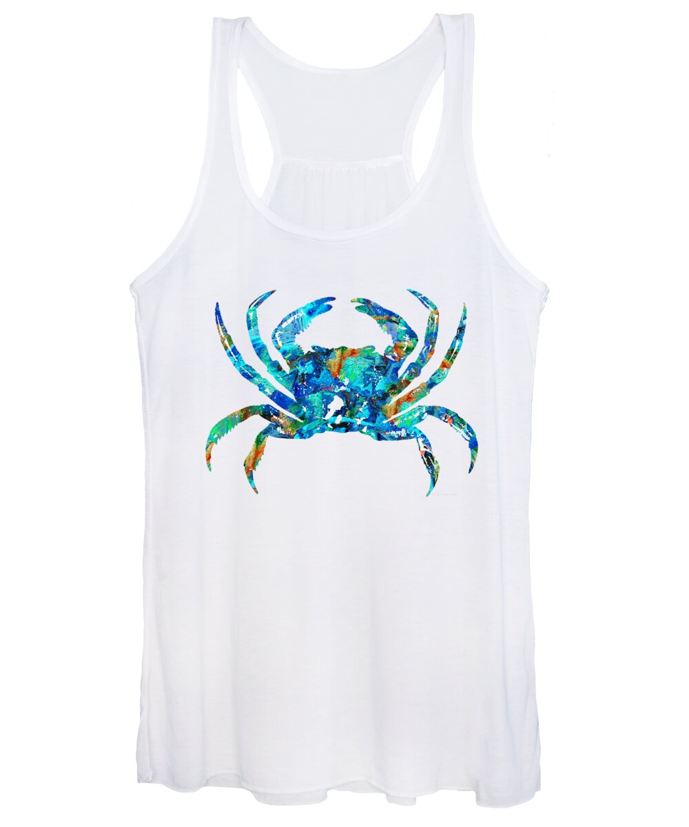 Crab Women's Tank Top featuring the painting Blue Crab Art by Sharon Cummings by Sharon Cummings