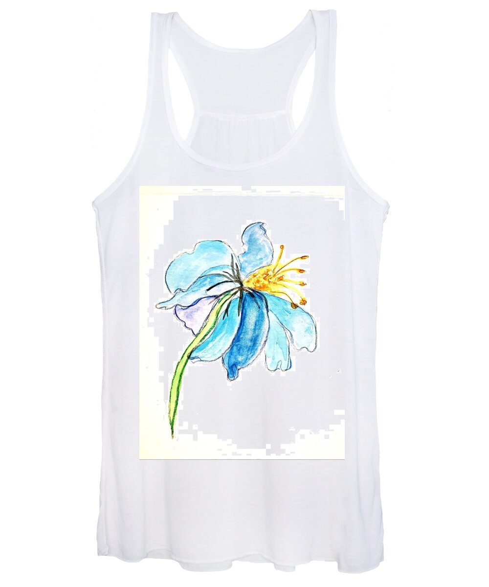 Enhances Our Throat Chakra Women's Tank Top featuring the painting Blue Lily by Margaret Welsh Willowsilk