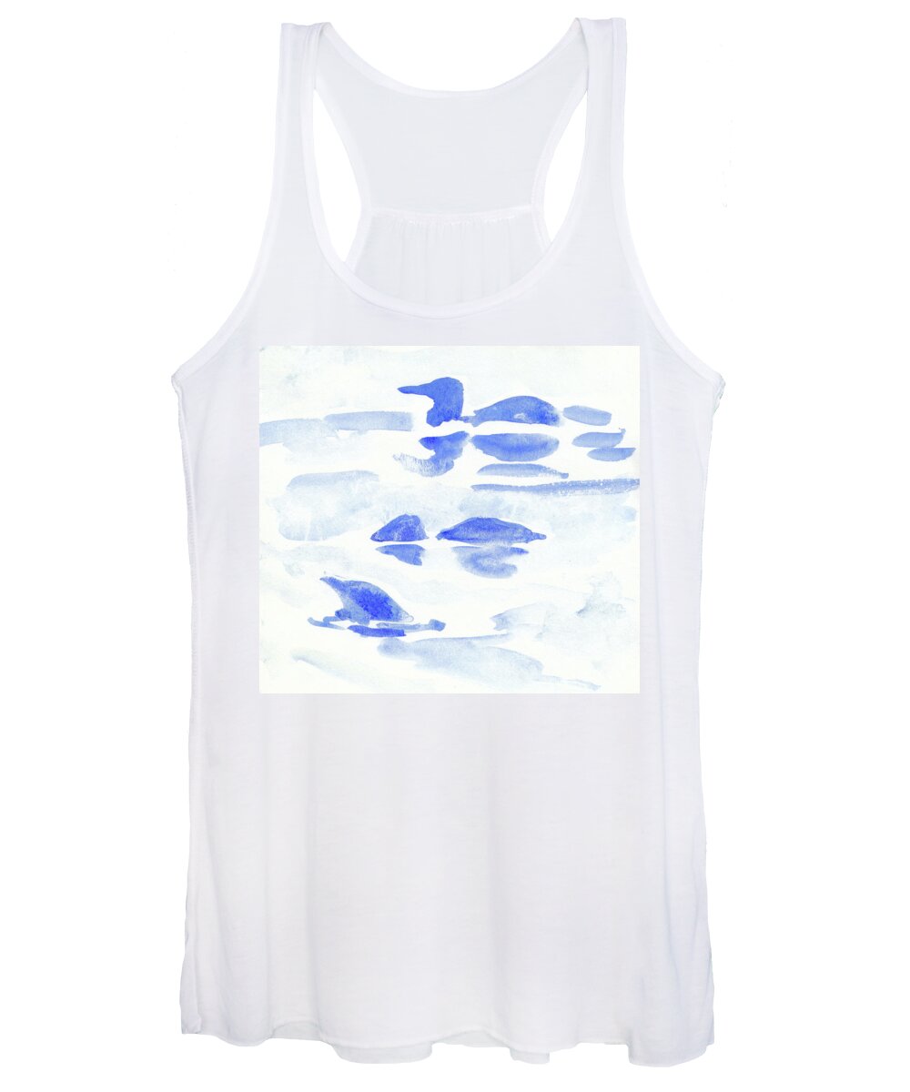 Bird Women's Tank Top featuring the painting Blue Loon by Abby McBride