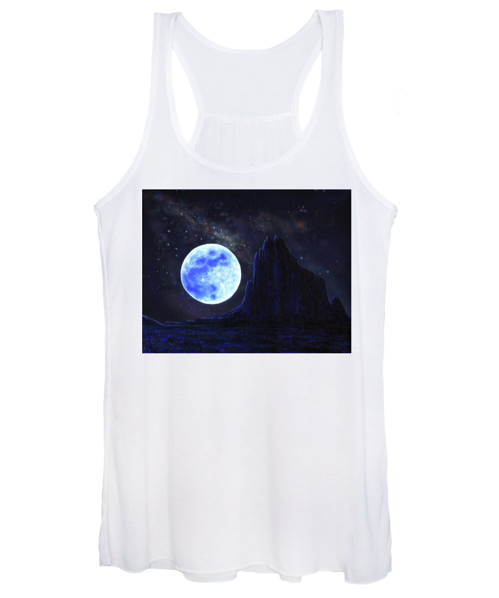 Color Women's Tank Top featuring the painting Blue moon by Timithy L Gordon
