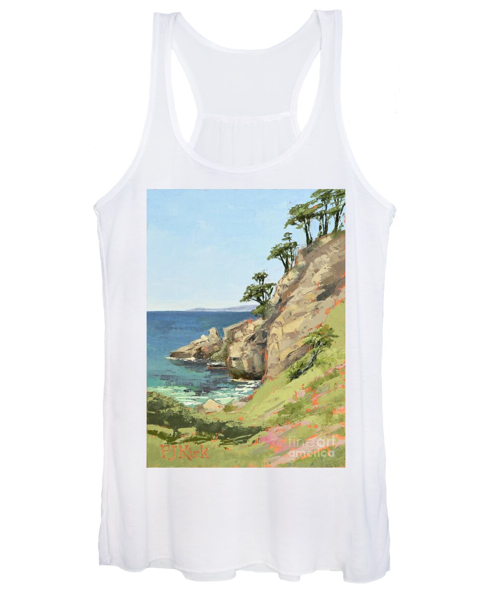 Landscape Women's Tank Top featuring the painting Bluefish Cove - Point Lobos by PJ Kirk