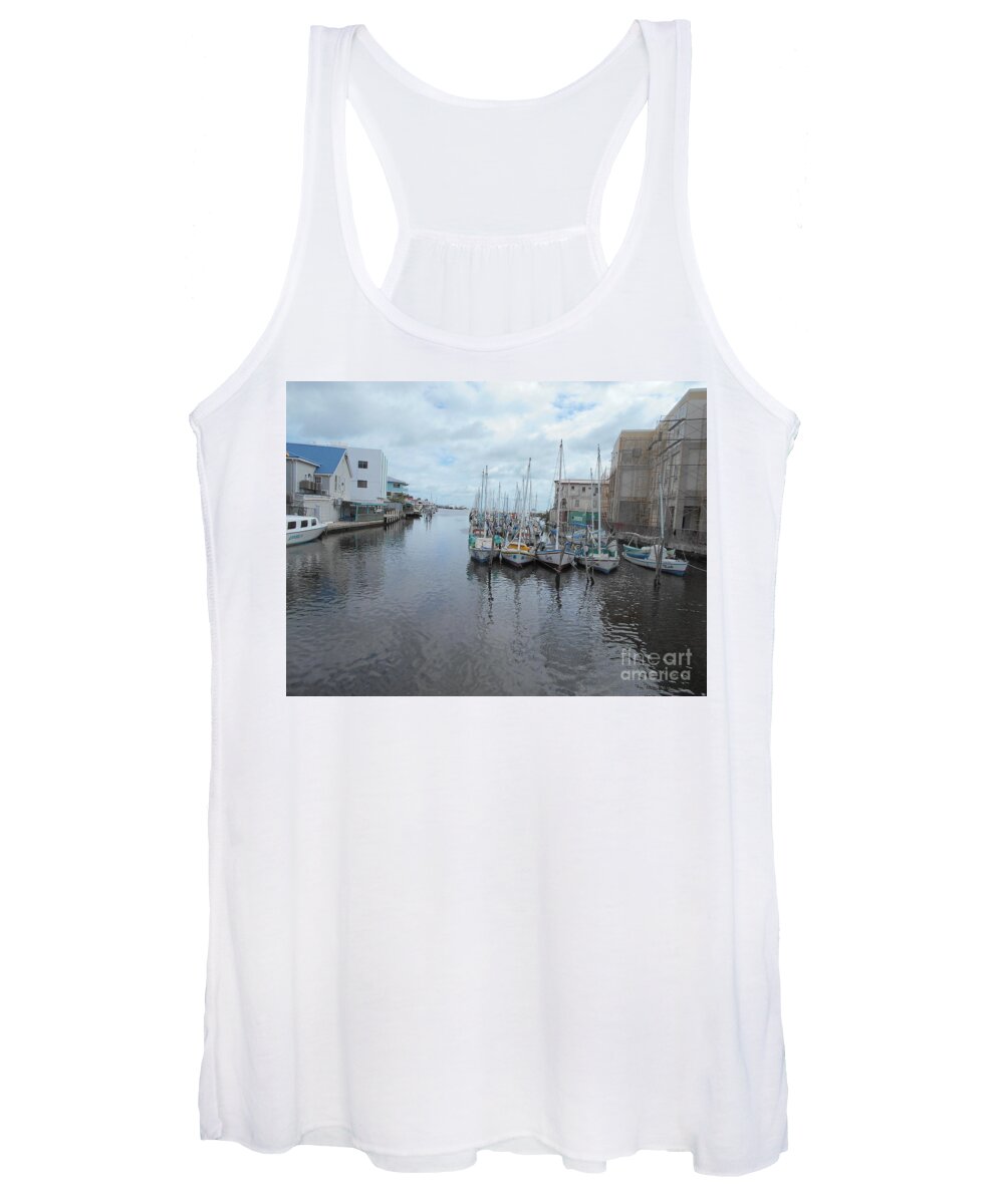 Boats Women's Tank Top featuring the photograph Boats in Belize by Nancy Graham