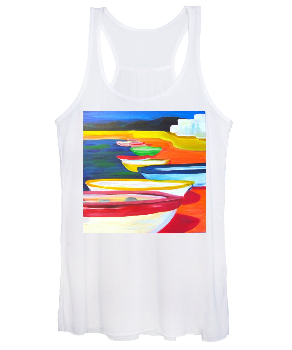 Boats Women's Tank Top featuring the painting Boats in La Paz by Kelly Simpson Hagen