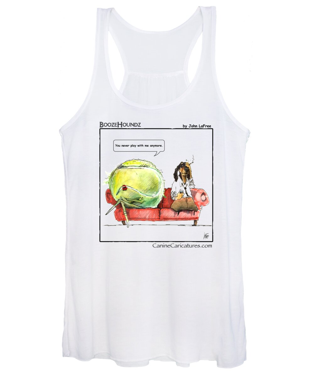 Dachshund Women's Tank Top featuring the drawing BOOZEHOUNDZ Old Ball by Canine Caricatures By John LaFree