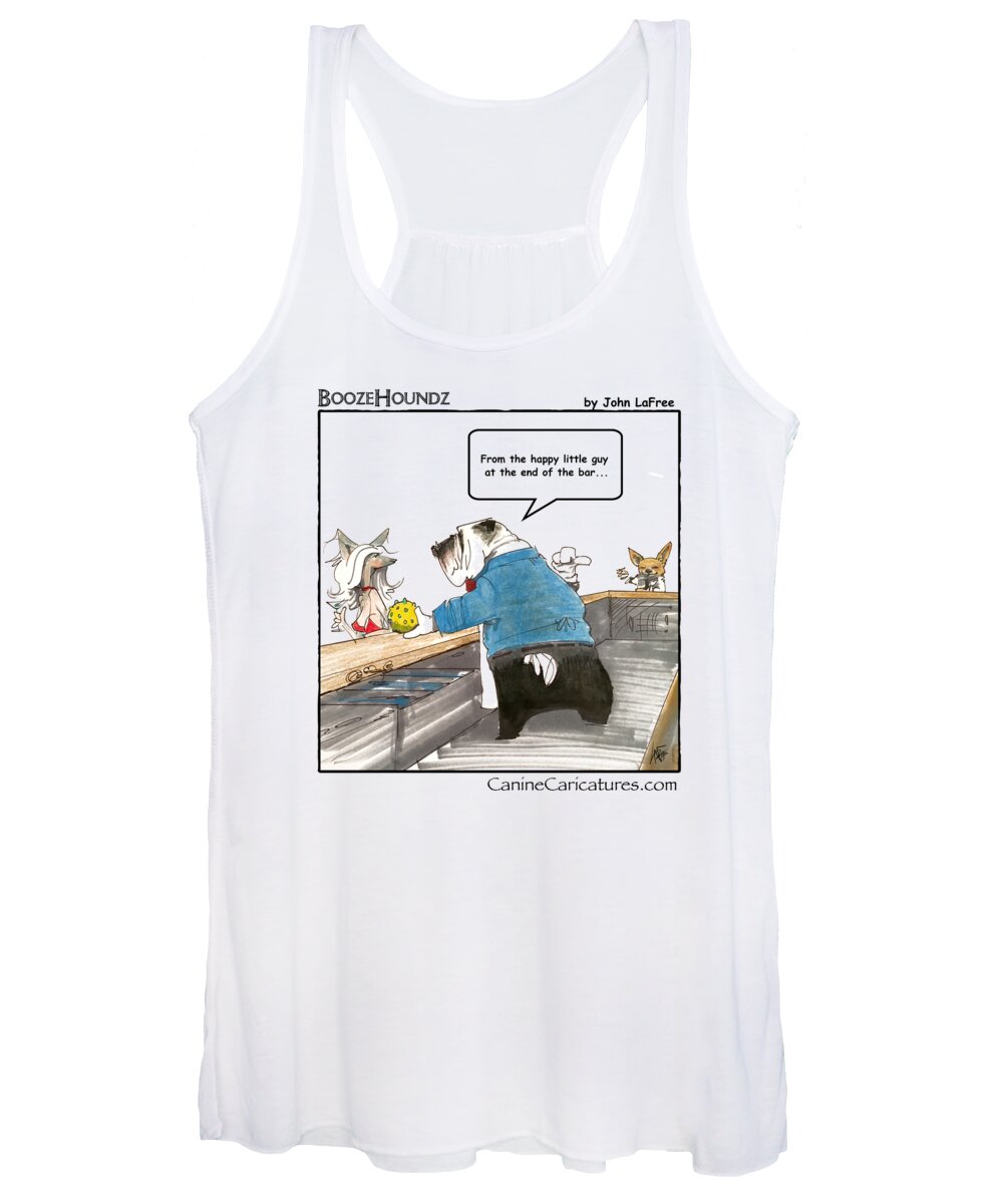 Bulldog Women's Tank Top featuring the drawing BOOZEHOUNDZ Squeaky Toy by Canine Caricatures By John LaFree
