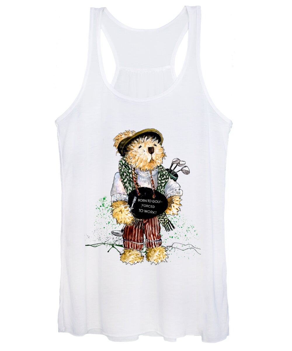 Bear Women's Tank Top featuring the painting Born To Golf by Miki De Goodaboom